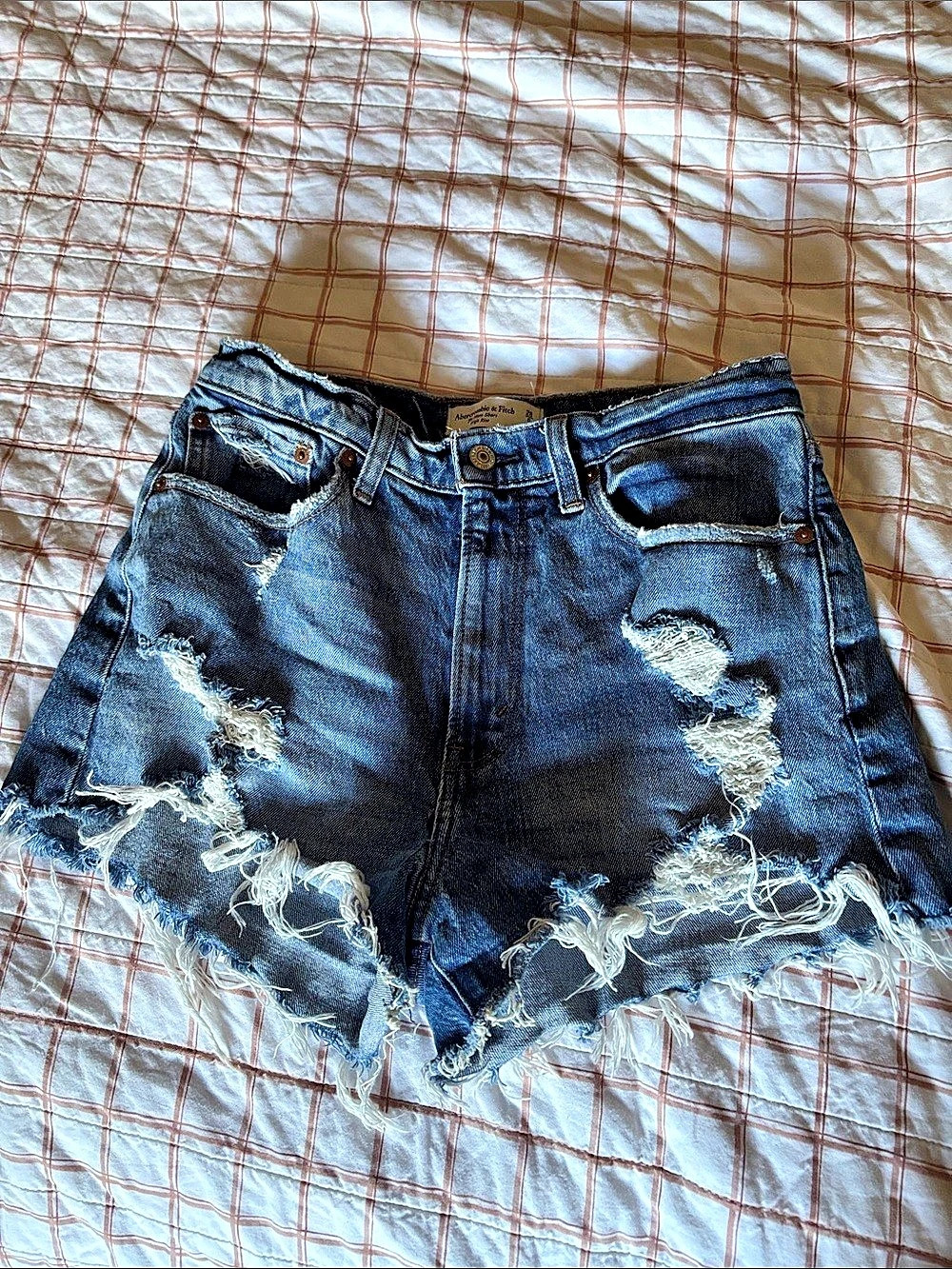 Abercrombie & Fitch Curve Love High Rise Mom Short Blue